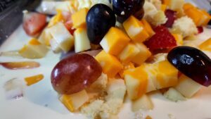 Cut fruits and cheese