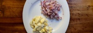 Chopped gartlic and onions